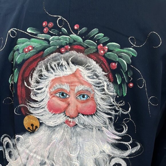 Vintage 90’s Hand Painted Christmas Blazer Jacket Ugly Christmas Sweater - Picture 5 of 9